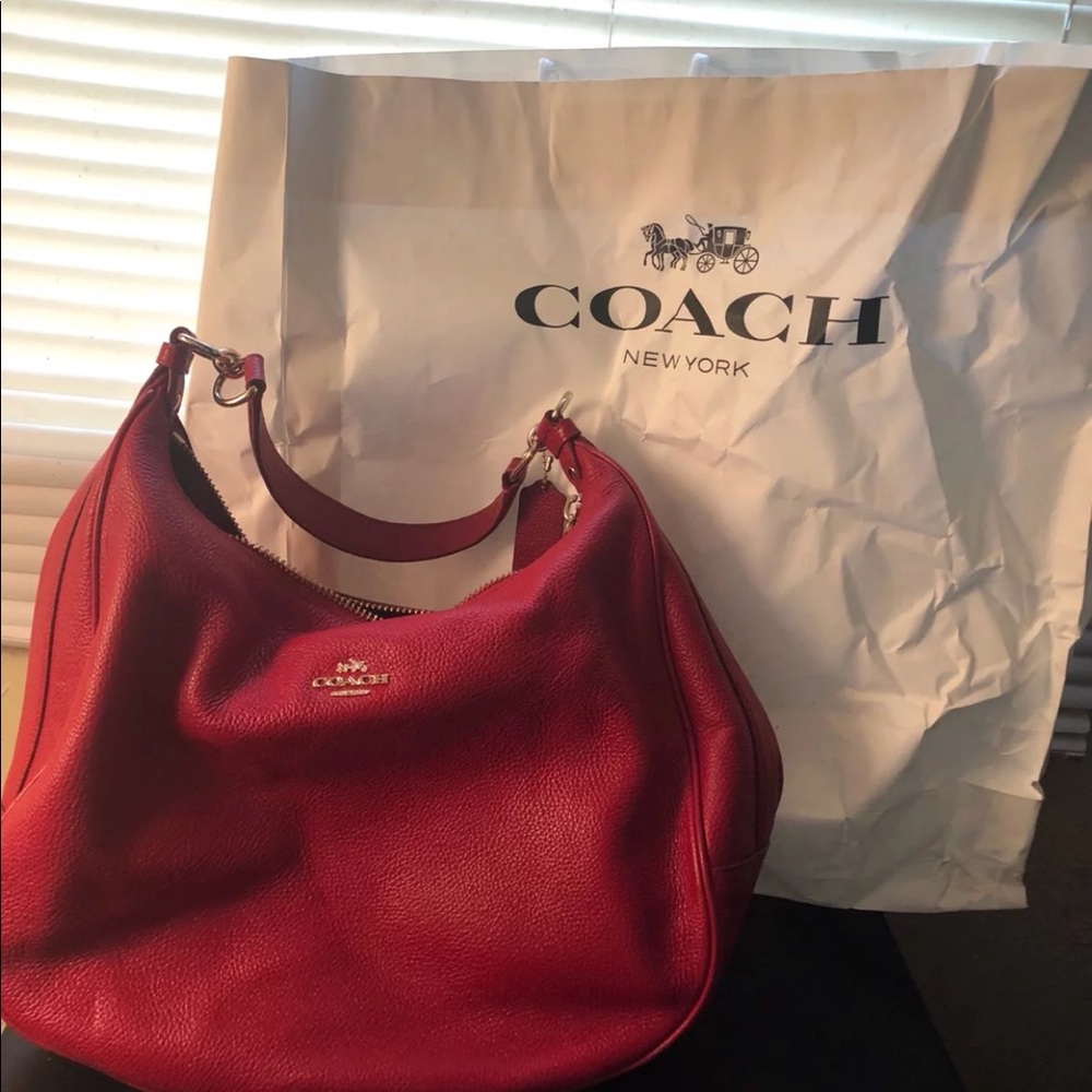 Red authentic coach purse
